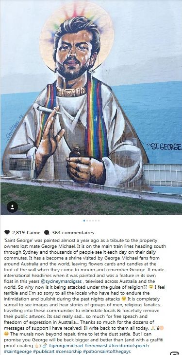 Mariage gay en Australie : Une fresque de George Michael volontairement détériorée !