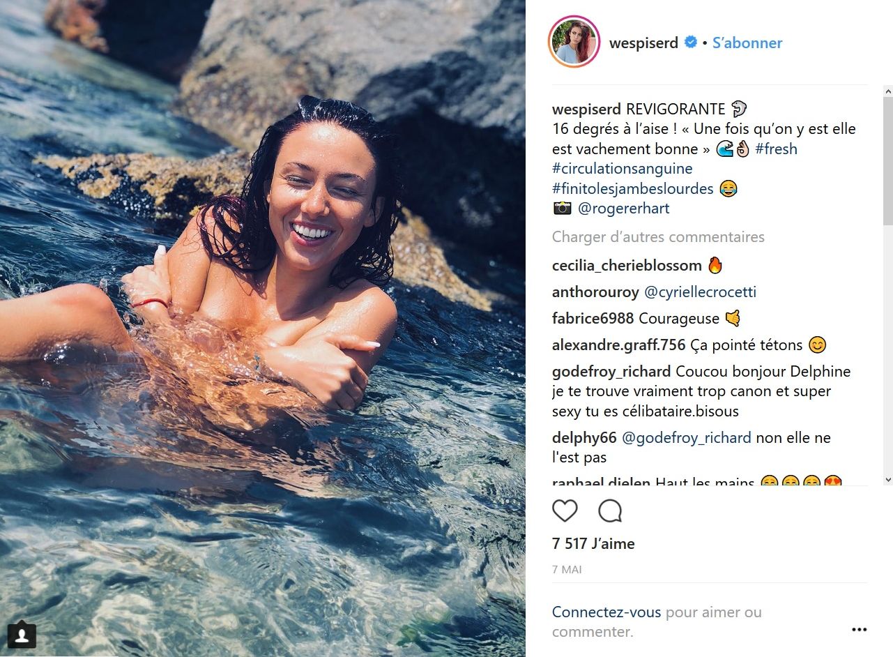 Delphine Wespiser : Sublime en topless sur son compte Instagram