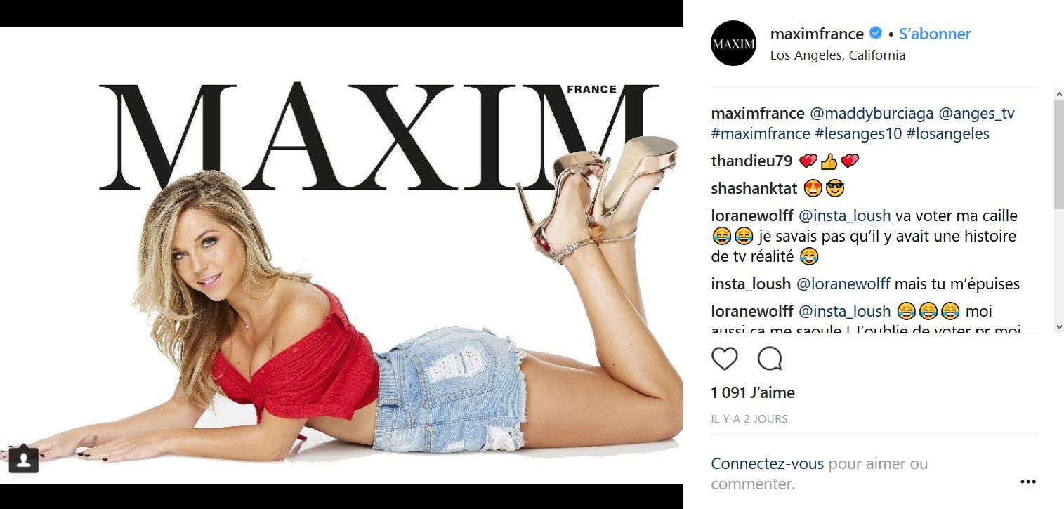Les Anges 10 : Maddy Burciaga sexy en couverture de Maxim France !