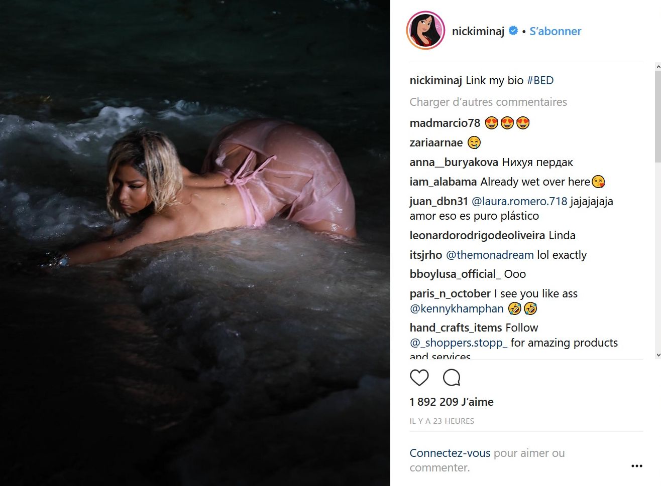 Nicki Minaj : Ultra sexy sur Instagram pour son clip « Bed » !