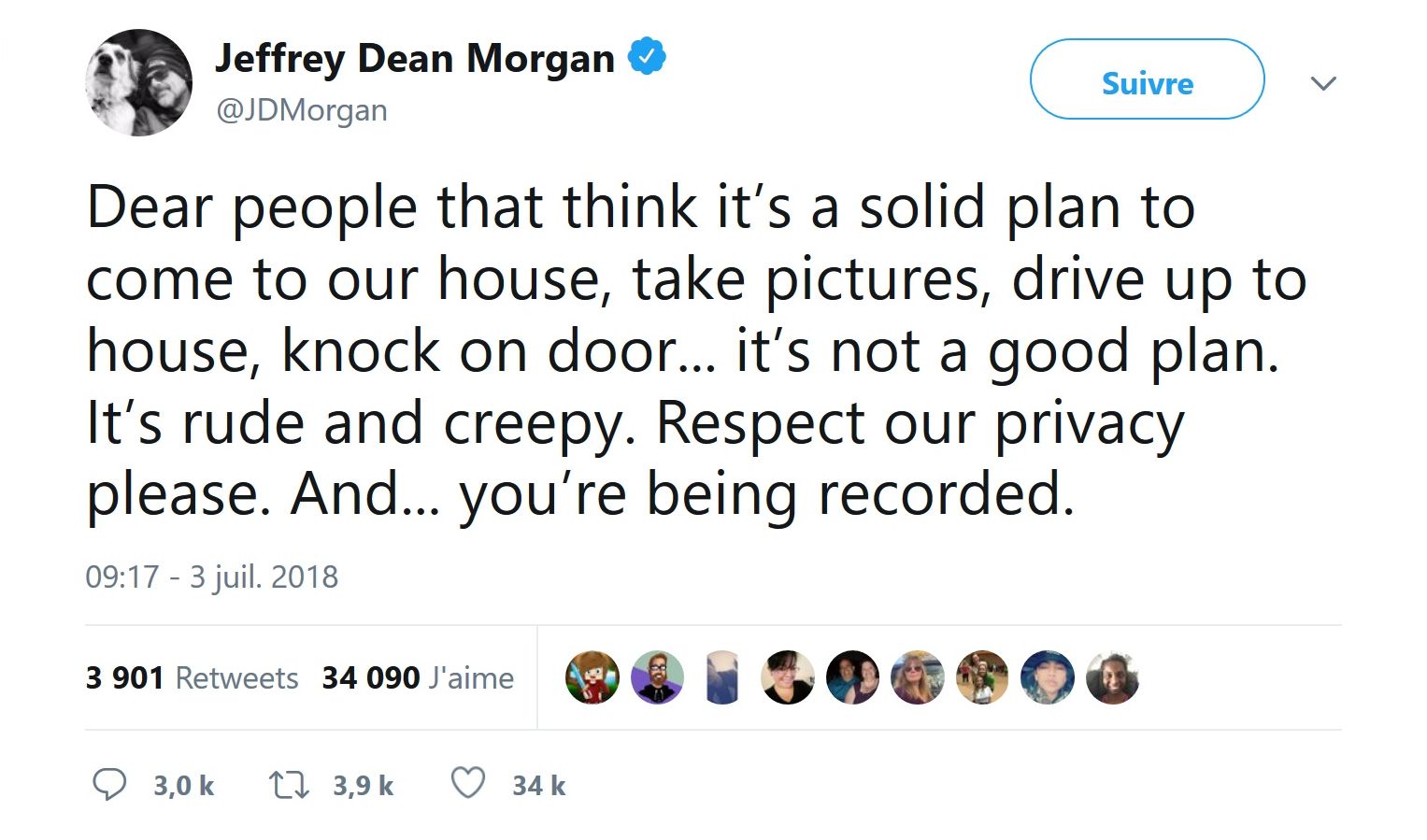 The Walking Dead : Jeffrey Dean Morgan s’emporte contre les fans trop envahissants!
